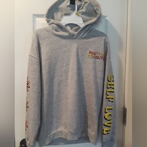 Grey Positive Thoughts pullover hoodie